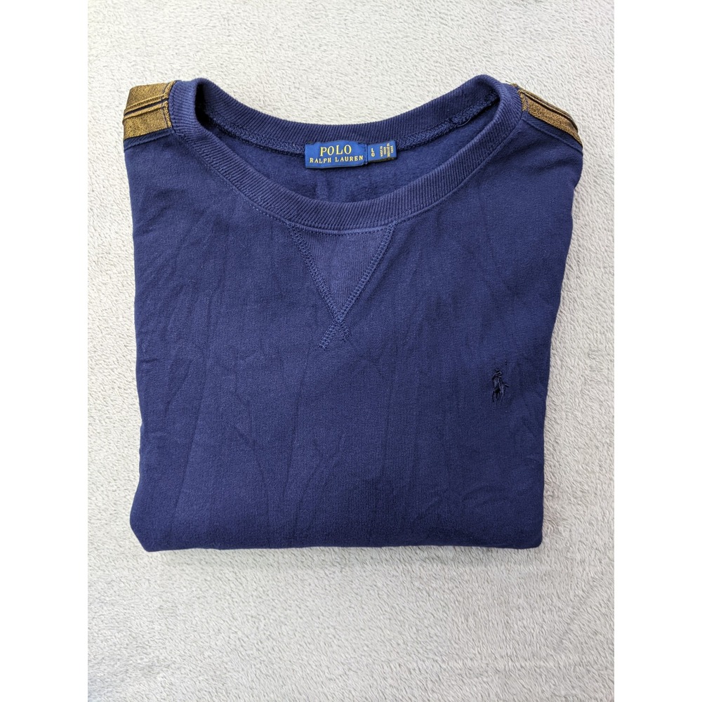 Polo Ralph Lauren Women's L Long Sleeve Pullover Sweatshirt Navy w/Gold Braids - Picture 10 of 11